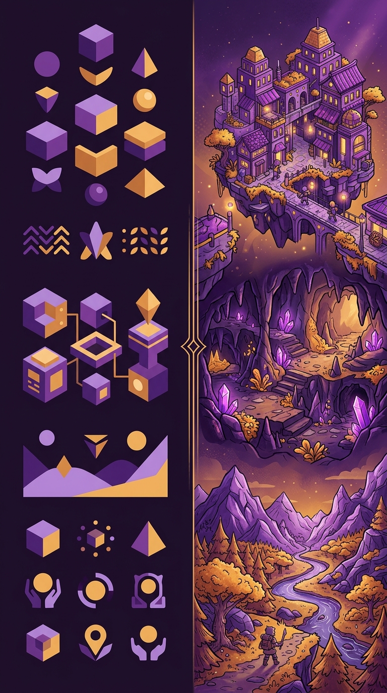 Side by side comparison of generic asset pack art versus distinctive indie game art direction
